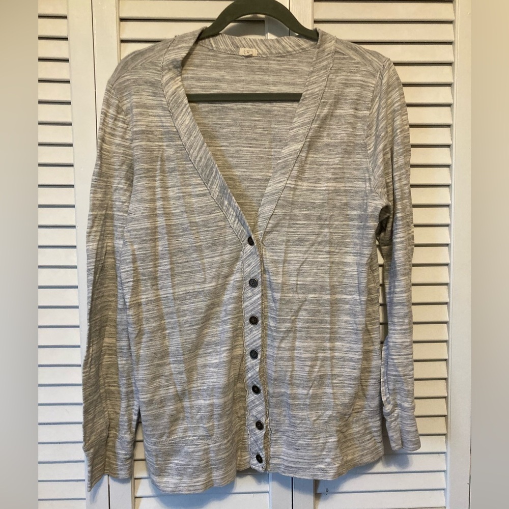 J. Crew Grey And White Button Down Sweater Size Large